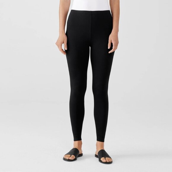 NWT Eileen Fisher Black Viscose Jersey Ankle Leggings, size L - Picture 1 of 10